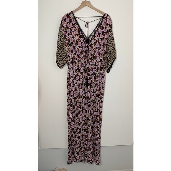 Johnny Was Jade Karisma Mixed jumpsuit Pink Black Floral Women’s Size Large - Picture 3 of 16